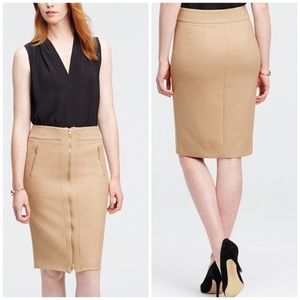 NWT Ann Taylor Refined Zip Pencil Skirt Tan Sz 6